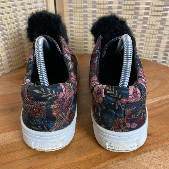 🔶 Sam Edelman Leya Puff Fashion Sneakers, Black Bird Print With Black Pom Pom - Picture 6 of 8